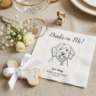 Modern Dog Wedding Cocktail Napkins