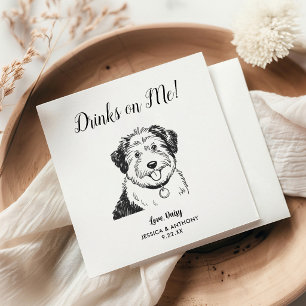 Modern Dog Wedding Cocktail Napkins