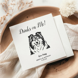 Modern Dog Wedding Cocktail Napkins 