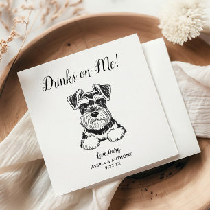 Modern Dog Wedding Cocktail Napkins 