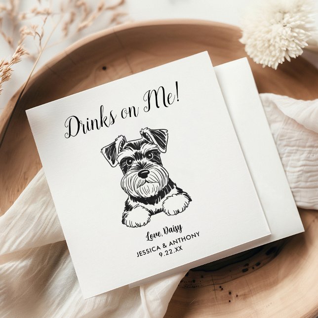 Modern Dog Wedding Cocktail Napkins  (Creator Uploaded)