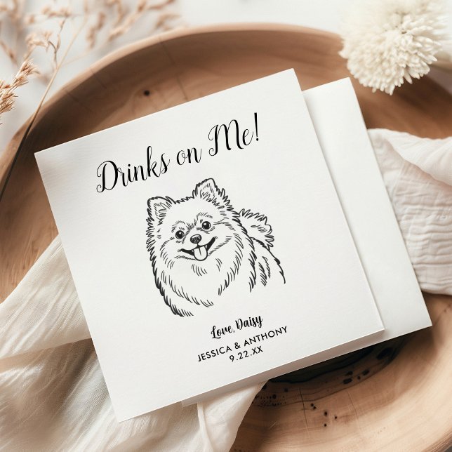 Modern Dog Wedding Cocktail Napkins  (Creator Uploaded)
