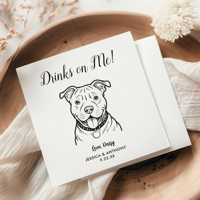 Modern Dog Wedding Cocktail Napkins  (Creator Uploaded)