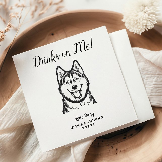 Modern Dog Wedding Cocktail Napkins  (Creator Uploaded)