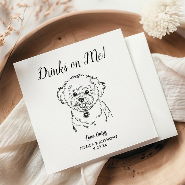 Modern Dog Wedding Cocktail Napkins  (Creator Uploaded)