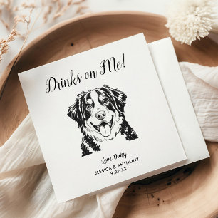 Modern Dog Wedding Cocktail Napkins 