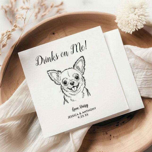 Modern Dog Wedding Cocktail Napkins  (Creator Uploaded)