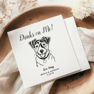 Modern Dog Wedding Cocktail Napkins 