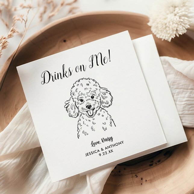 Modern Dog Wedding Cocktail Napkins  (Creator Uploaded)