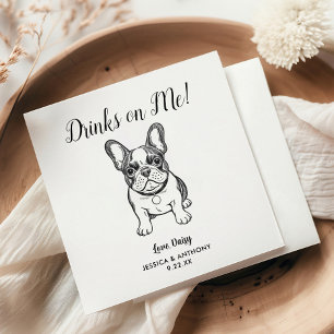 Modern Dog Wedding Cocktail Napkins 