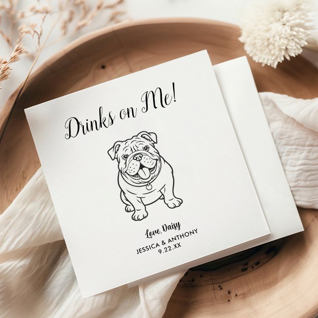 Modern Dog Wedding Cocktail Napkins  (Creator Uploaded)