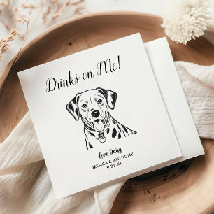 Modern Dog Wedding Cocktail Napkins 