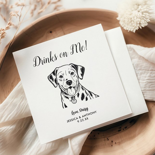 Modern Dog Wedding Cocktail Napkins  (Creator Uploaded)