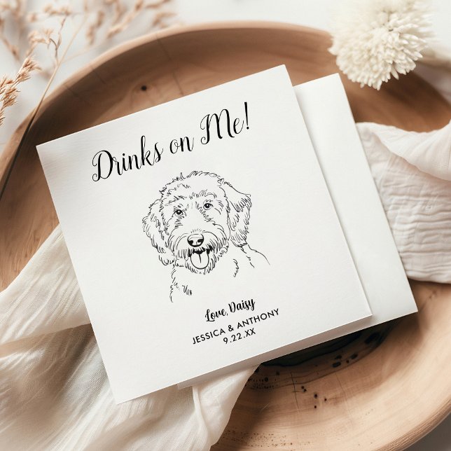 Modern Dog Wedding Cocktail Napkins  (Creator Uploaded)