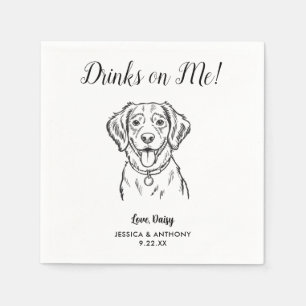 Modern Dog Wedding Cocktail Napkins