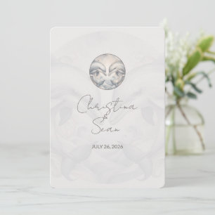 Modern Dolphin Neutral Colour Wedding Invitation