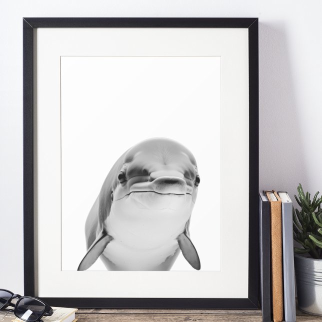 Modern Dolphin Portrait Black white Poster (Creator Uploaded)
