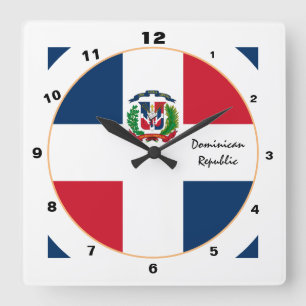 Modern Dominican Flag, Dominican Republic design Square Wall Clock