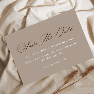 Modern Donkey Brown Typography Save the Date Card