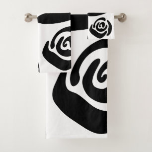 Modern Doodle 2 Black and White Bath Towel Set