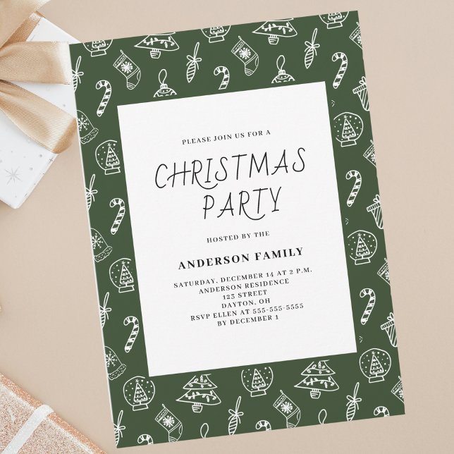 Modern Doodle Christmas Party Invitation (Creator Uploaded)