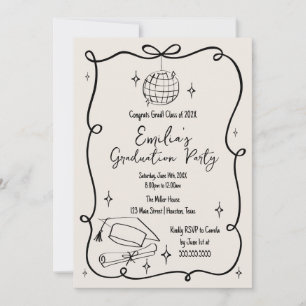 Modern doodle Graduation Invitation
