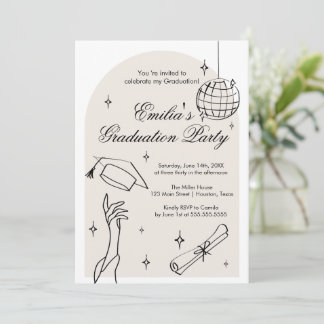 Modern doodle Graduation Invitation