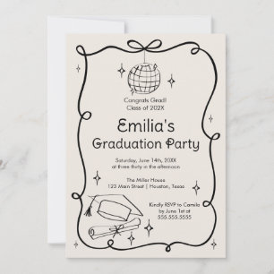 Modern doodle Graduation Invitation