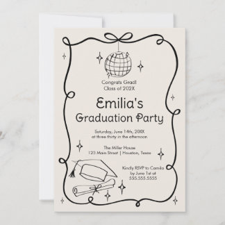 Modern doodle Graduation Invitation