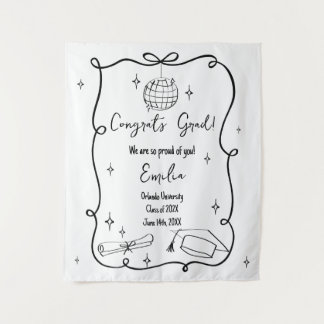 Modern doodle Graduation Welcome Sign Tapestry