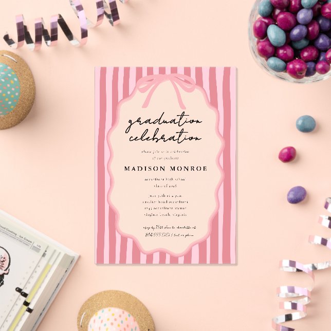 Modern Doodle Hand Drawn Bow Graduation  Acrylic Invitations (Insitu (Celebration))