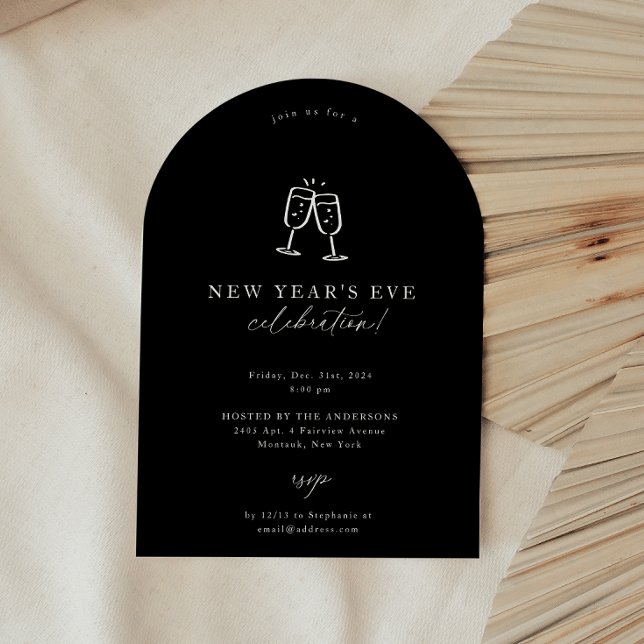 Modern Doodle New Year's Eve Party Invitation (Creator Uploaded)