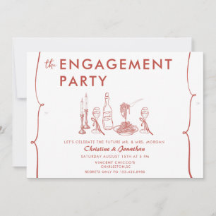 Modern Doodle   Whimsical Engagement Party Invitation