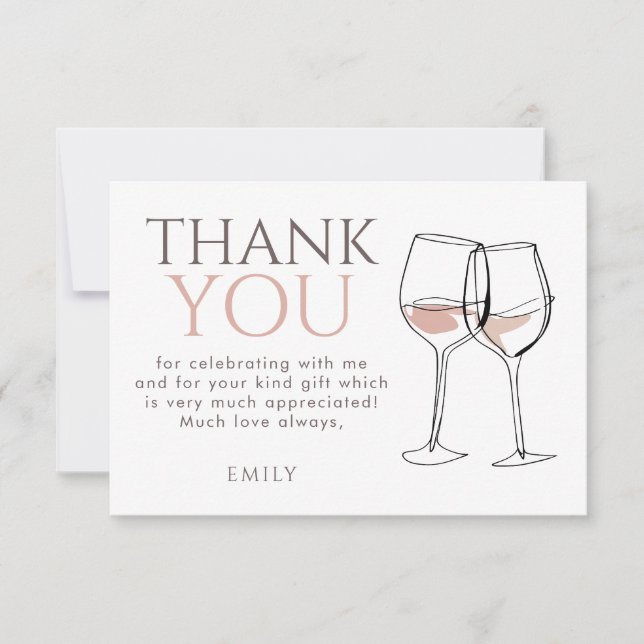 Modern Doodle Wine Glasses Thank You Bridal Shower (Front)