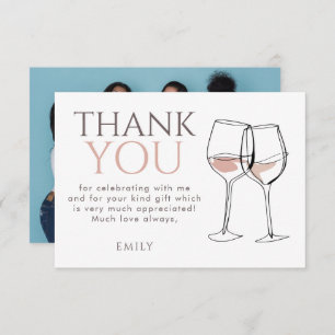 Modern Doodle Wine Photo Thank You Bridal Shower