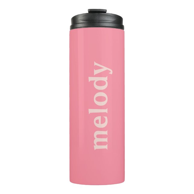 Modern dorm room pink name  thermal tumbler (Front)
