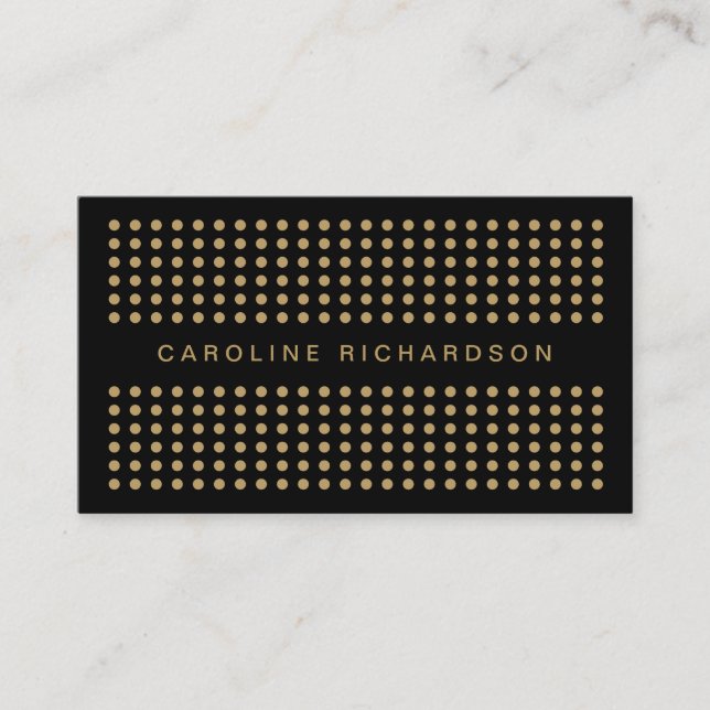 MODERN DOT DESIGN in BLACK/GOLD Business Card (Front)