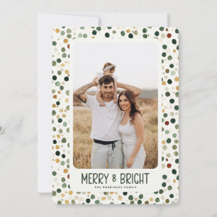 Modern Dot Frame Family Photo Christmas  Holiday Card