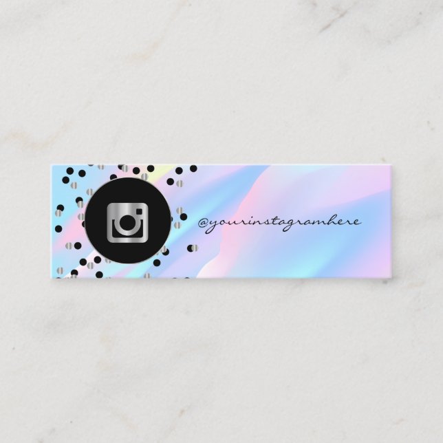 Modern Dots,Abstract Holographic Instagram Mini Business Card (Front)