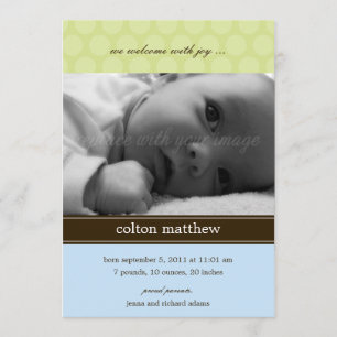 Modern Dots Birth Announcement - Blue