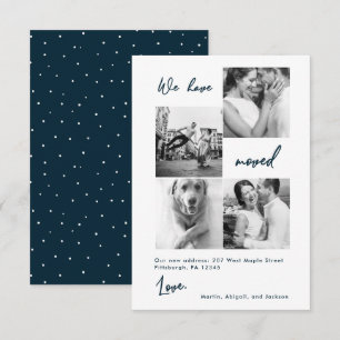 Modern Dots Blue Change of Address Photo Thank You Card