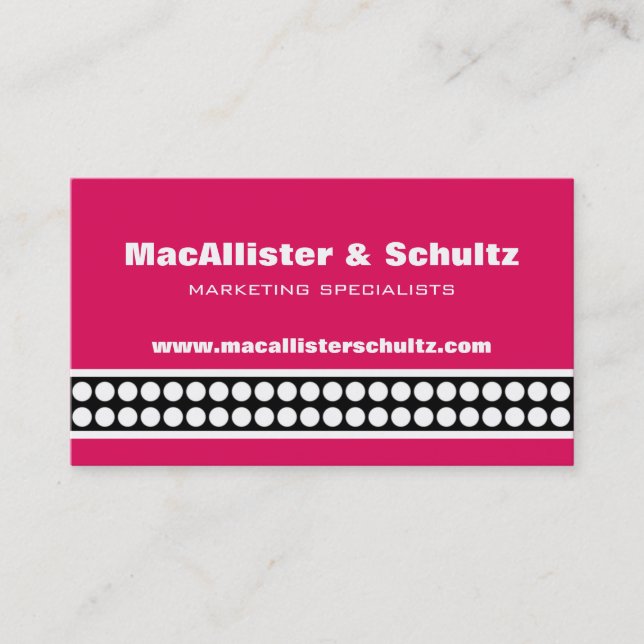 Modern Dots Business Card, Bright Pink Card (Front)