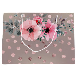 Modern ,Dots,Flowers Large Gift Bag