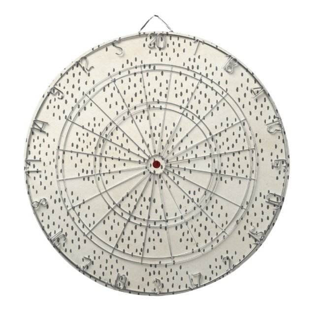 Modern Dots Ivory & Black Tiny Dot Print Dartboard (Front)