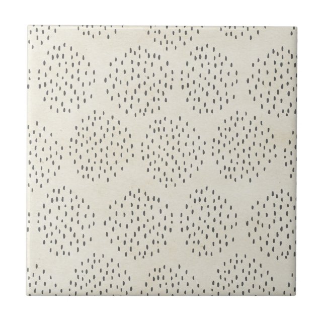 Modern Dots Ivory & Black Tiny Dot Print Tile (Front)