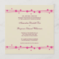 Modern Dots & Straw Wedding Invitation 2 (fuschia)