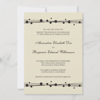 Modern Dots & Straw Wedding Invitation (black)