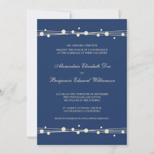 Modern Dots & Straw Wedding Invitation (navy)