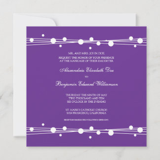 Modern Dots & Straw Wedding Invitation (purple)