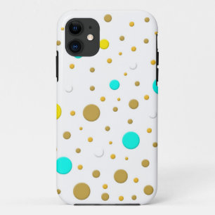 Modern Dots Turquoise Yellow White Gold Fun Design Case-Mate iPhone Case